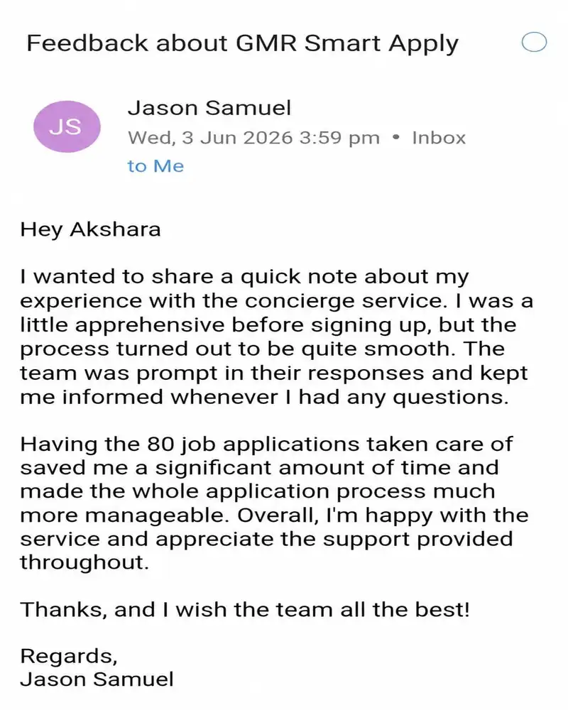 Smart Apply testimonial screenshot 1